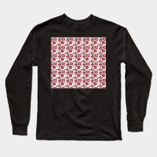 Red and white sweet williams pattern Long Sleeve T-Shirt